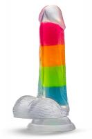 Яркий люминесцентный фаллоимитатор Rainbow Rave - 16,5 см.